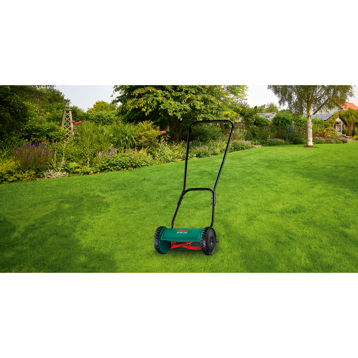 Bosch Manual Lawn Mower AHM 30 (30cm cutting width, Silent, Environmentally friendly, For small lawns)