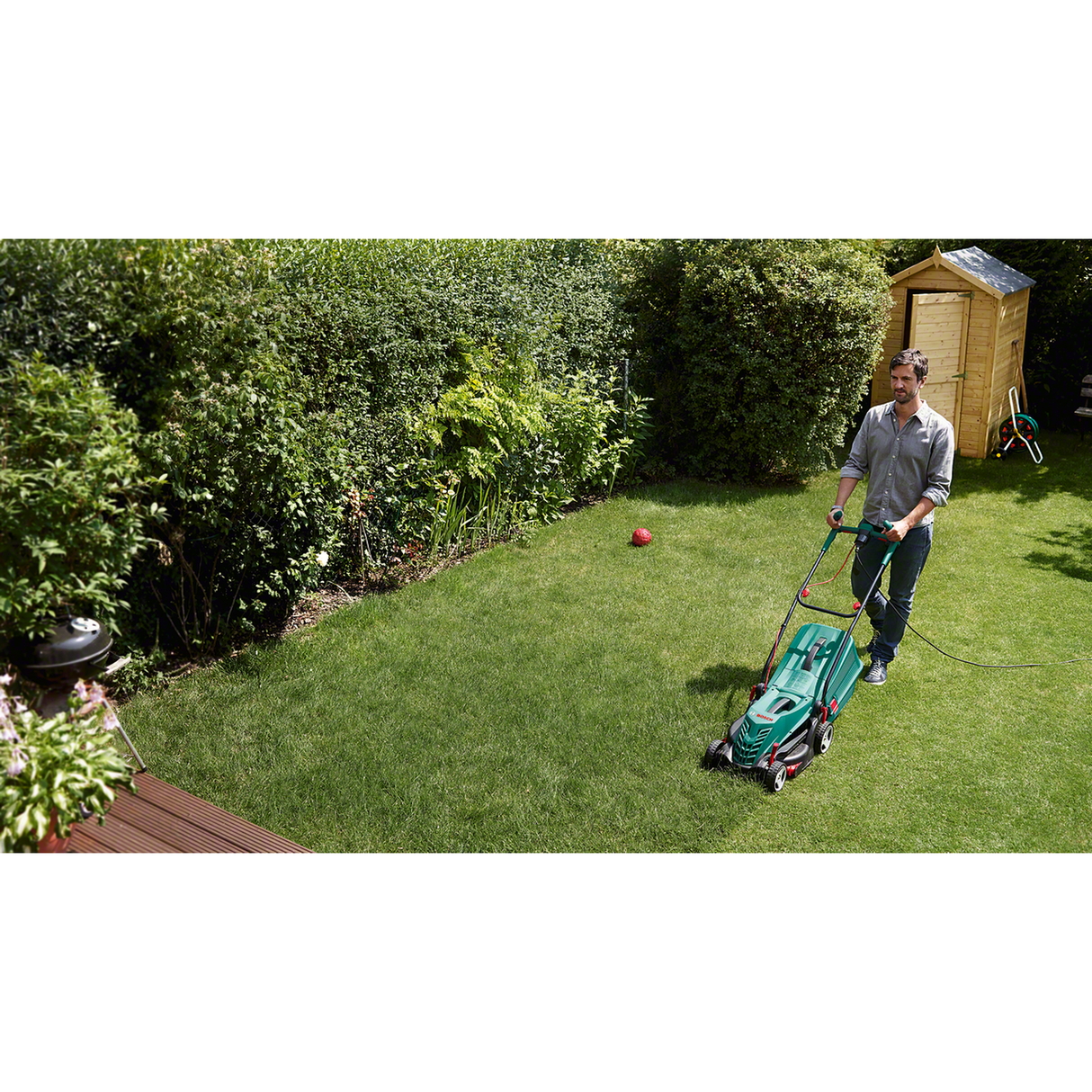 Bosch Electric Lawn Mower Rotak 34 R (1300W motor, 34cm cutting width, For efficient lawn care)
