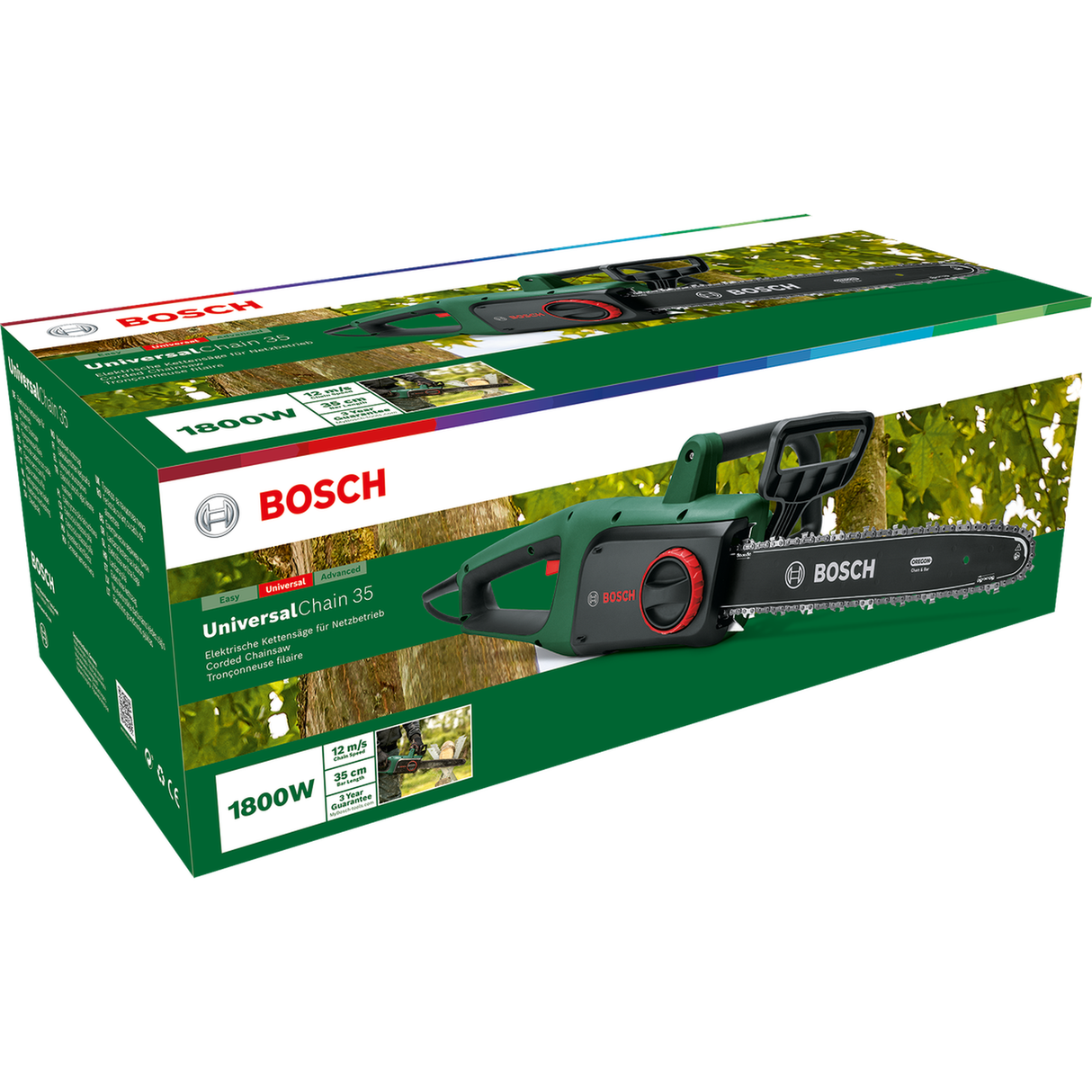 Bosch Garden Chainsaw UniversalChain 35 (1800W, 35cm bar, 12m/s chain, SDS system, auto-oil, 4.3kg)