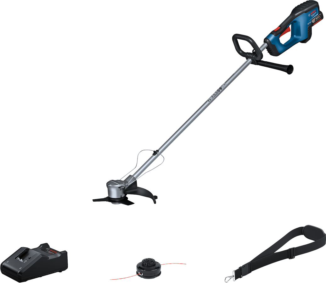 Bosch Professional 18V System Cordless Brushcutter GFR 18V-23 (Brushless motor, 23cm metal blade, 33cm Pro-Tap spool, Anti-Tangle feature, incl. 1x metal blade, 1x Pro-Tap spool, shoulder strap)