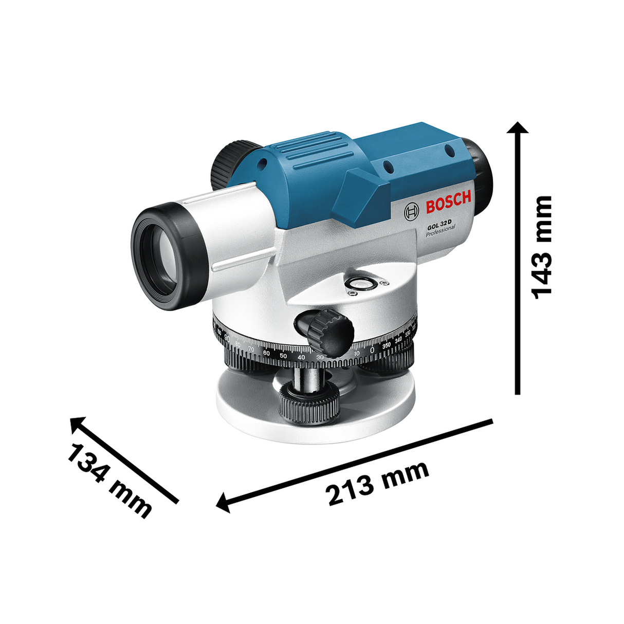 Bosch Professional Optical Level GOL 32 D (32x magnification, Robust and reliable for outdoor use)