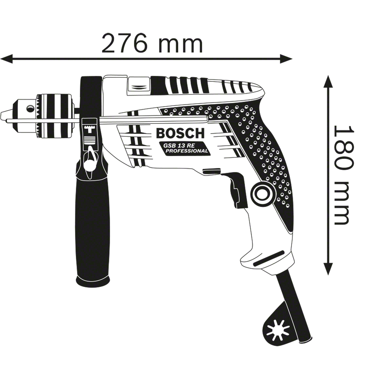 Bosch Professional Impact Drill GSB 13 RE (600W motor, With auxiliary handle, For versatile drilling and impact drilling)
