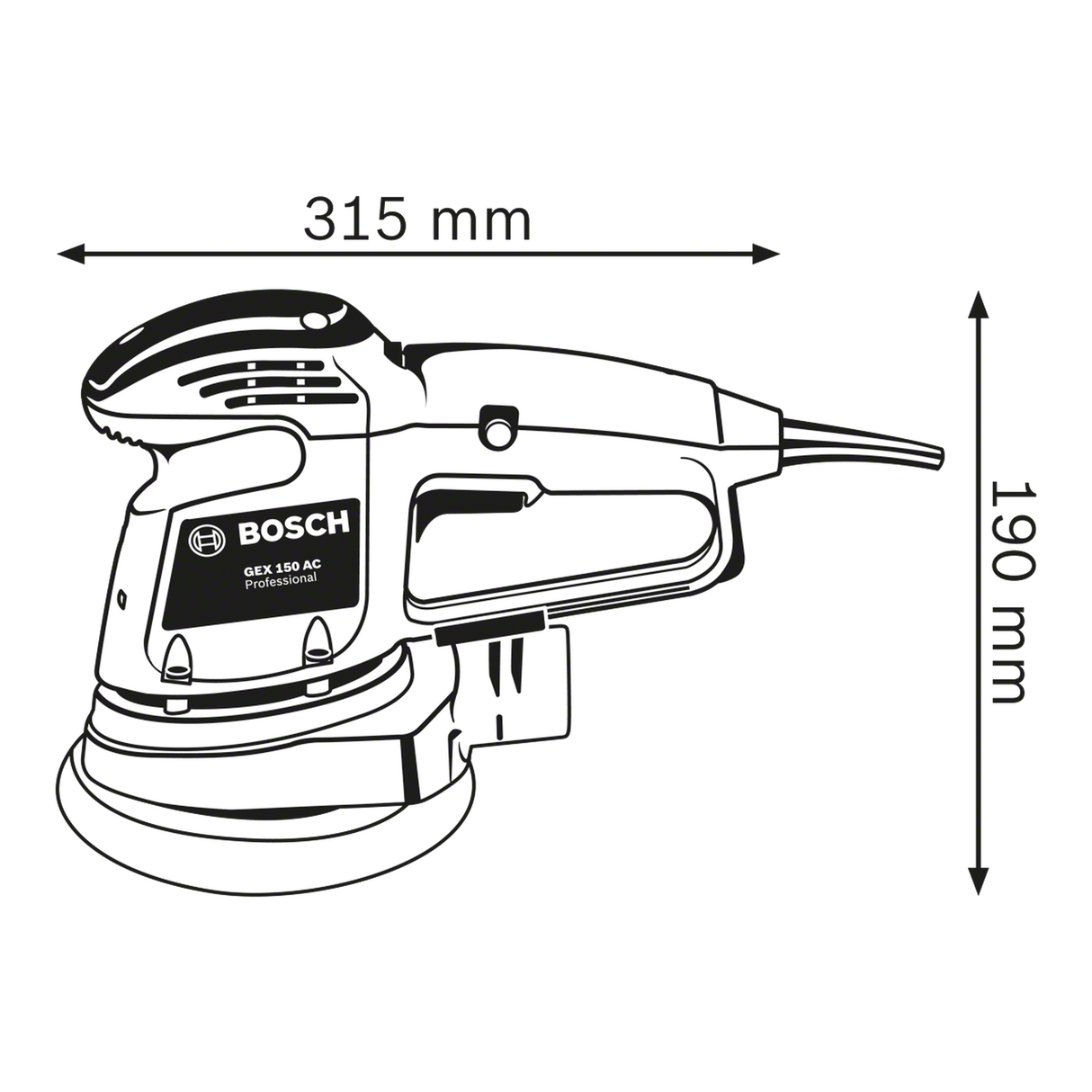 Bosch Professional Random Orbit Sander GEX 34-150 AE (340W motor, 150mm pad, Variable speed, For versatile sanding)