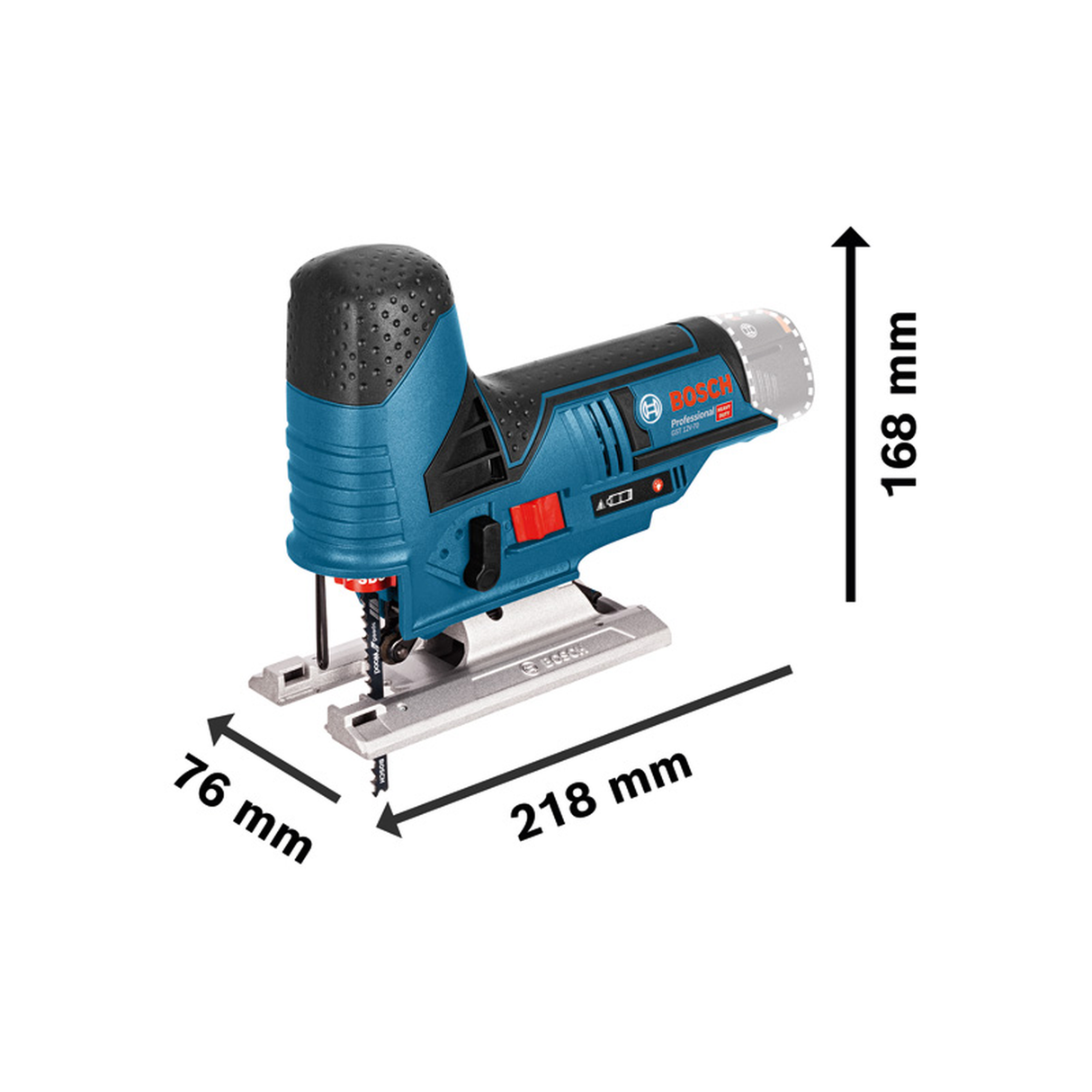 Bosch Professional Cordless Jigsaw GST 12V-LI (12V System, Compact design, without battery/ charger, Carton)