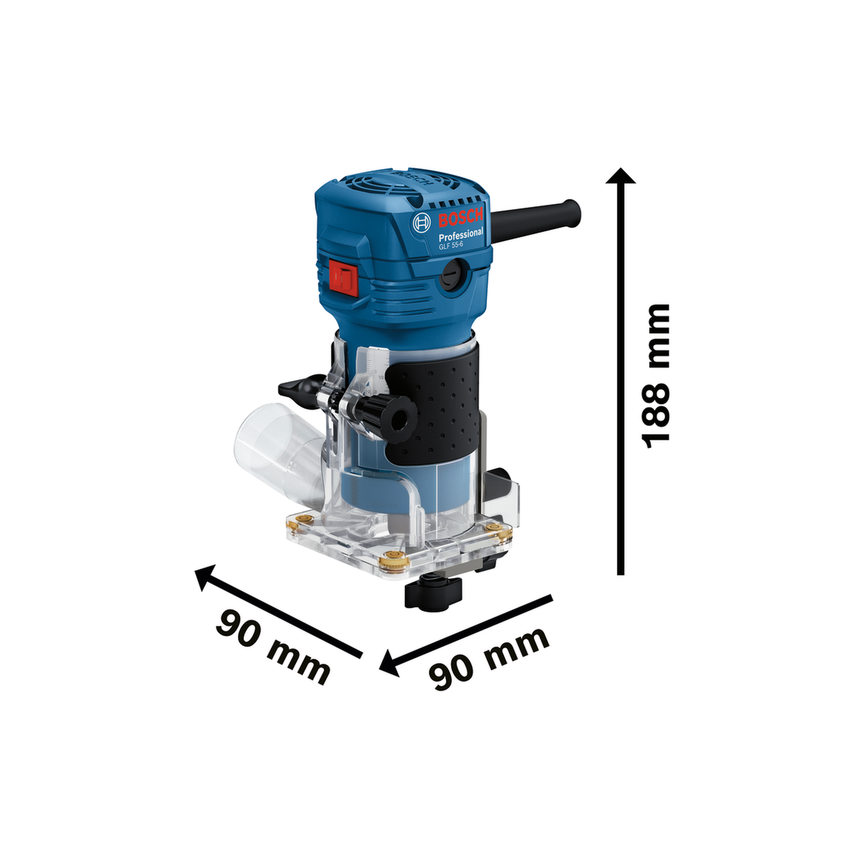 Bosch Professional Palm Router GKF 550 (550W motor, Compact and ergonomic for comfortable edge routing)