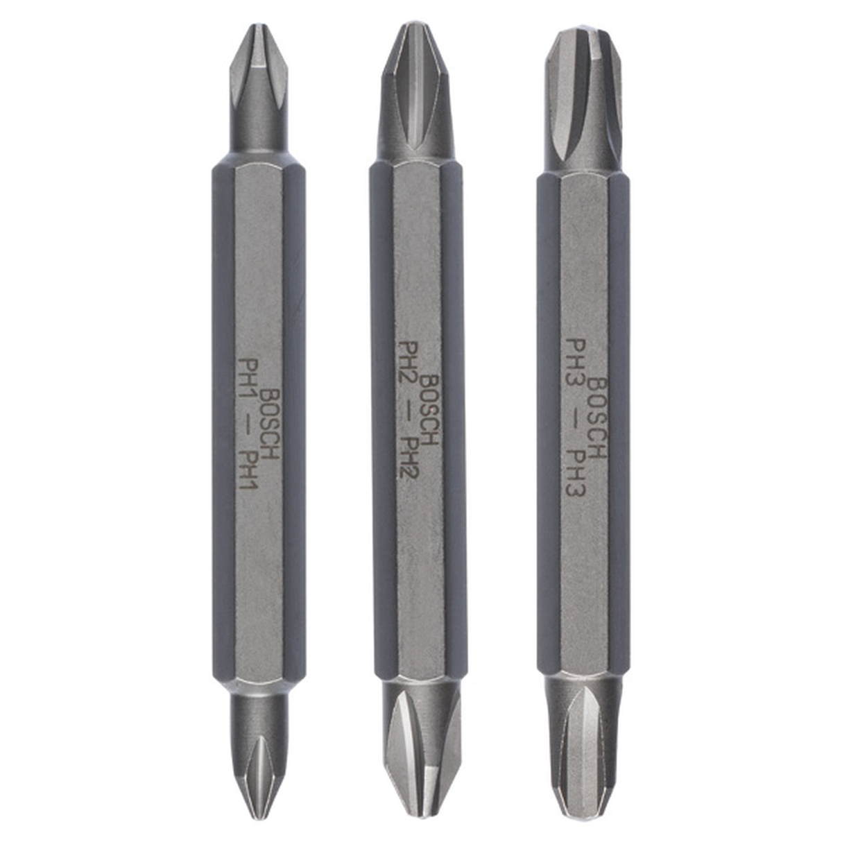 Bosch Double Ended Bit Set (60mm, 1/4" DEB Shank XH, 3-piece, Extra-hard for extended life)