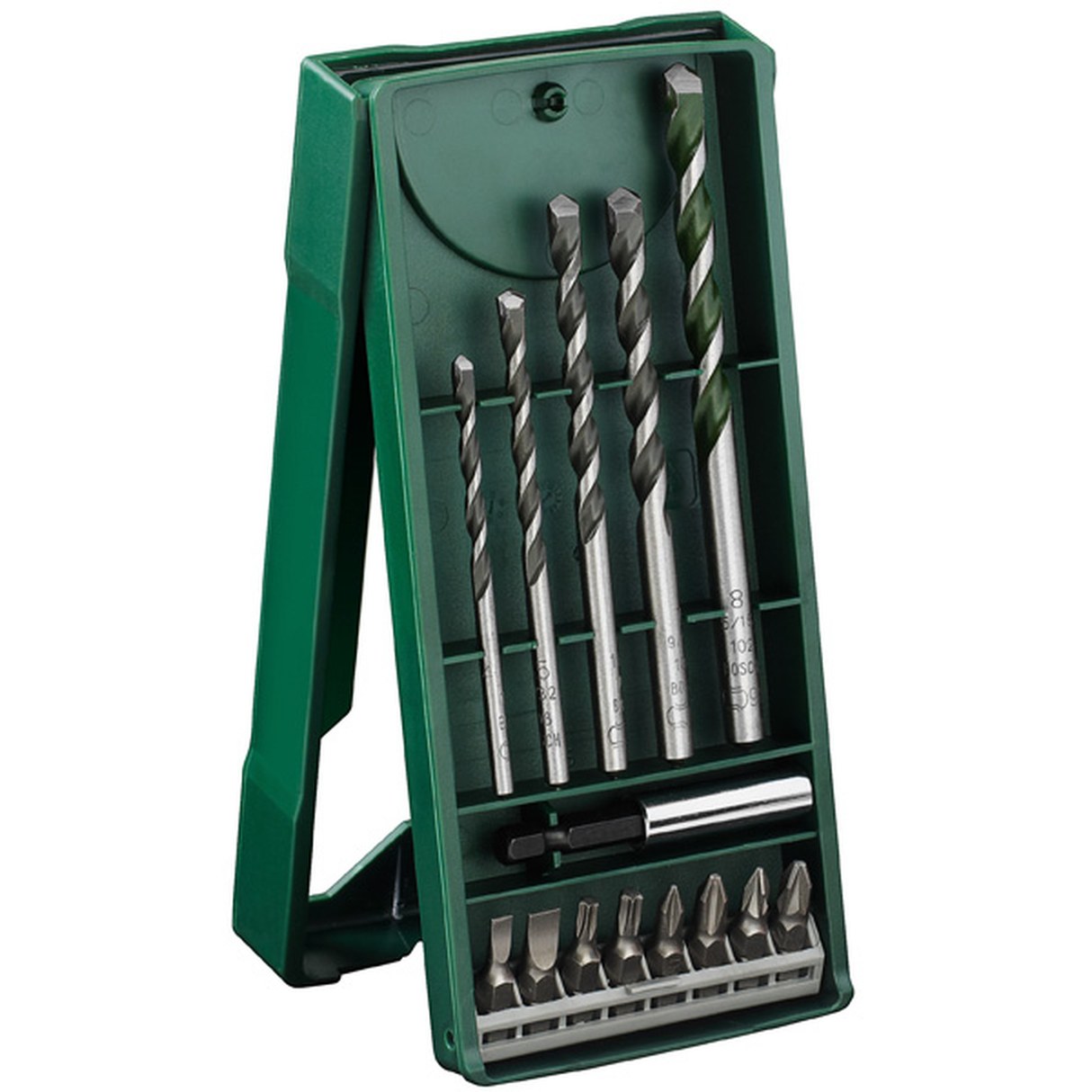Bosch MINI X-Line Multi-Purpose Drill Bit Set 14pcs (versatile drill bits for various materials including wood, metal, and masonry, comes in a compact case for easy storage and transport), includes various sizes of drill bits and screwdriver bits.