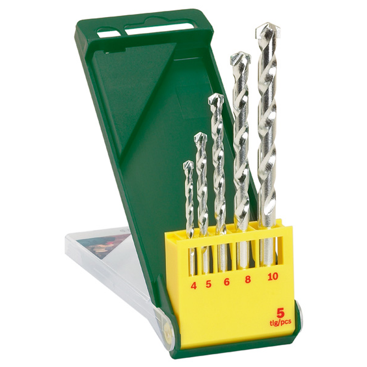 Bosch CYL-1 Masonry Drill Bit Set 4/5/6/8/10mm 5pcs (a set of drill bits for standard drilling tasks in brick, stone, and concrete, robust carbide tips for reliable performance), compatible with rotary and impact drills.