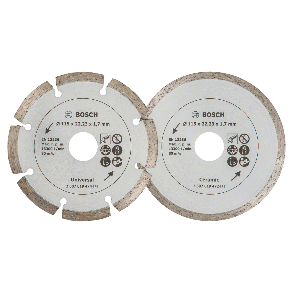 Bosch Diamond Cutting Disc Twin Set for Tile/Construction (115x22.23x1.7mm, For combined tile and construction use)