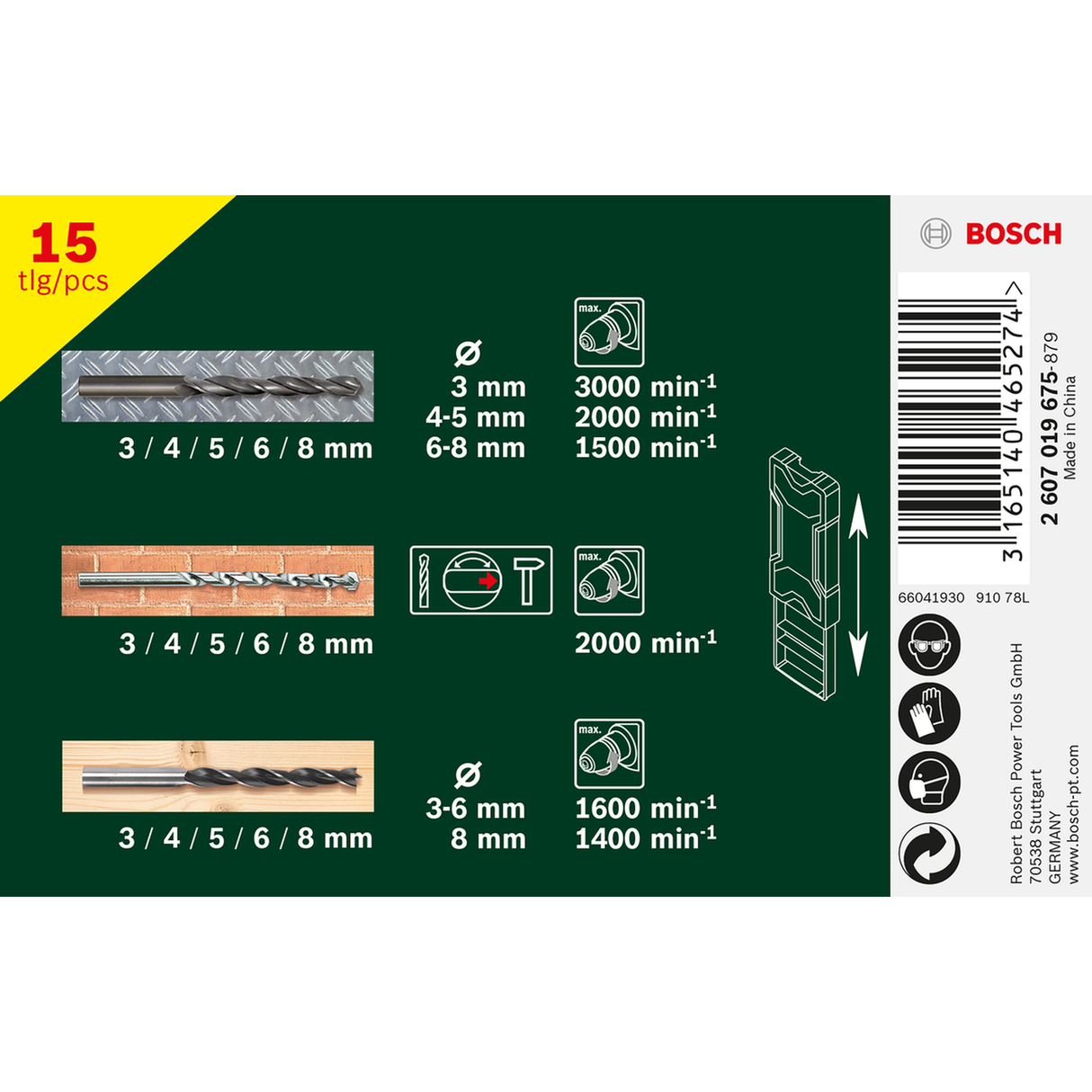 Bosch X-Line Mini 15-Piece Set (Twist Drills, Screwdriving bits, for various materials, incl. storage case)