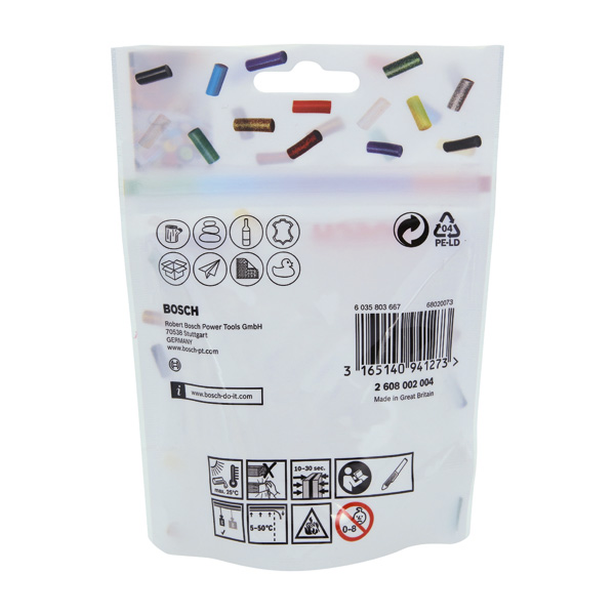 Bosch Gluey Sticks Transparent (transparent glue sticks for use with the Bosch Gluey pen, ideal for crafting and decorating).