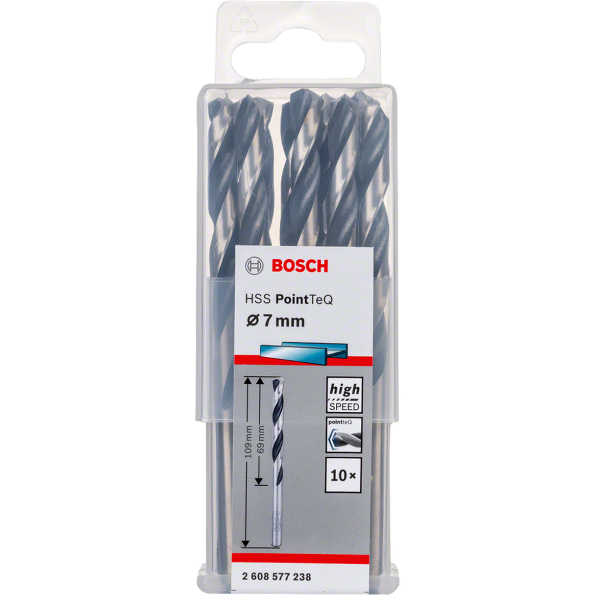 Metal Twist Drill Bit HSS PointTeq 7x69x109mm 10pcs Bosch HSS PointTeq twist drill bit set