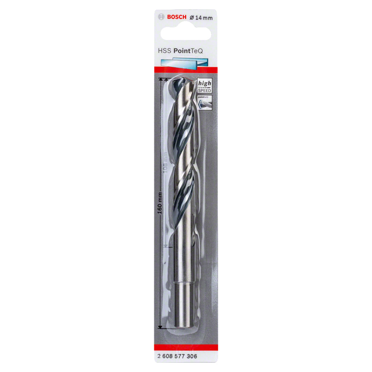 Bosch HSS PointTeQ Metal Twist Drill Bit (14x108x160mm, Reduced shank, For fast metal drilling)