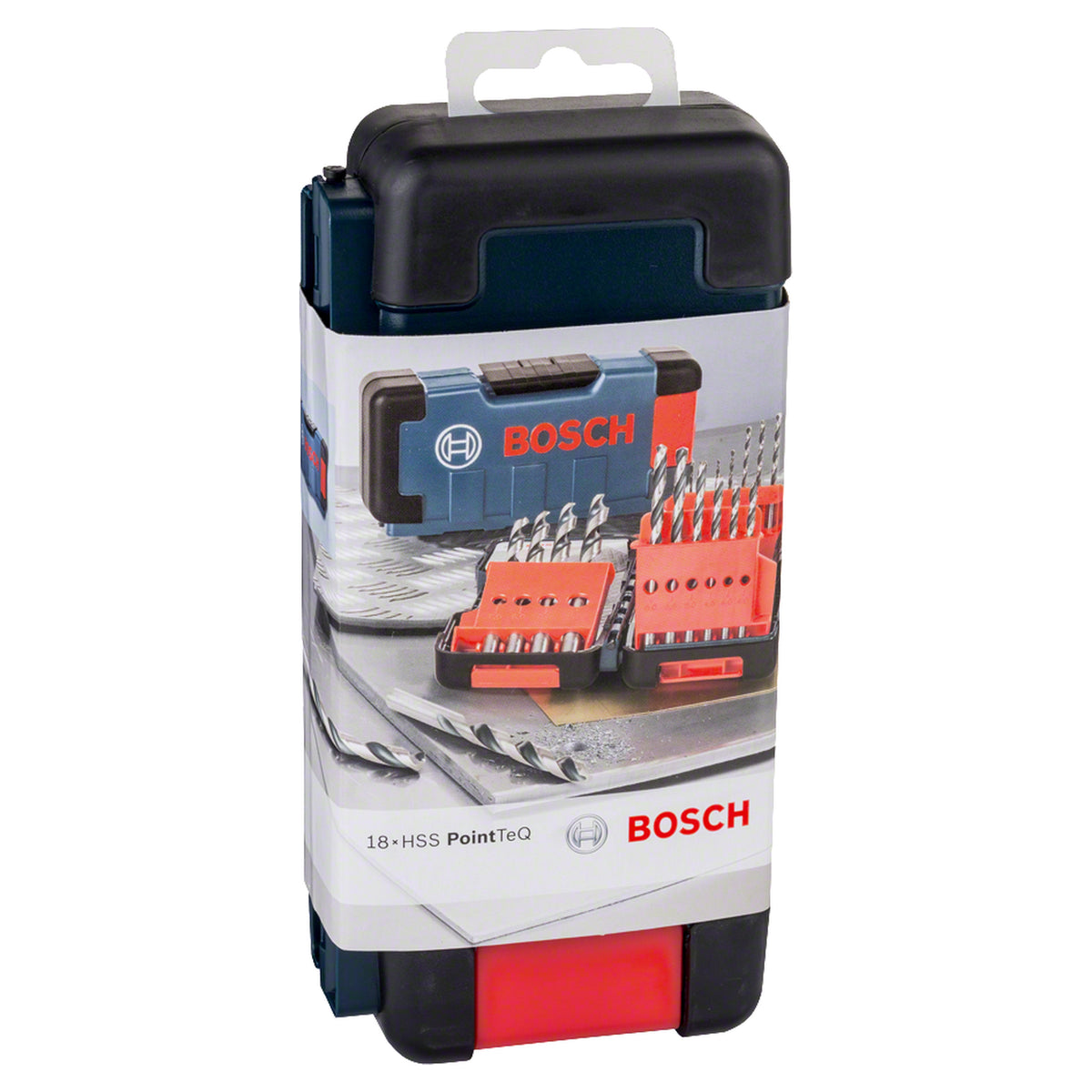 Bosch HSS PointTeQ Metal Twist Drill Bit Set ToughBox (1-10mm, 18-piece, For fast metal drilling, ToughBox)