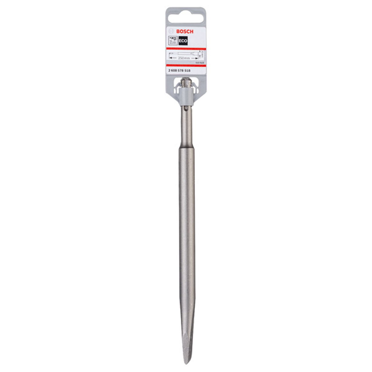 Bosch Cold Chisel SDS Plus 250x20mm (for chiselling and breaking concrete, masonry, and stone, robust design for high impact energy transfer), compatible with SDS Plus hammer drills.
