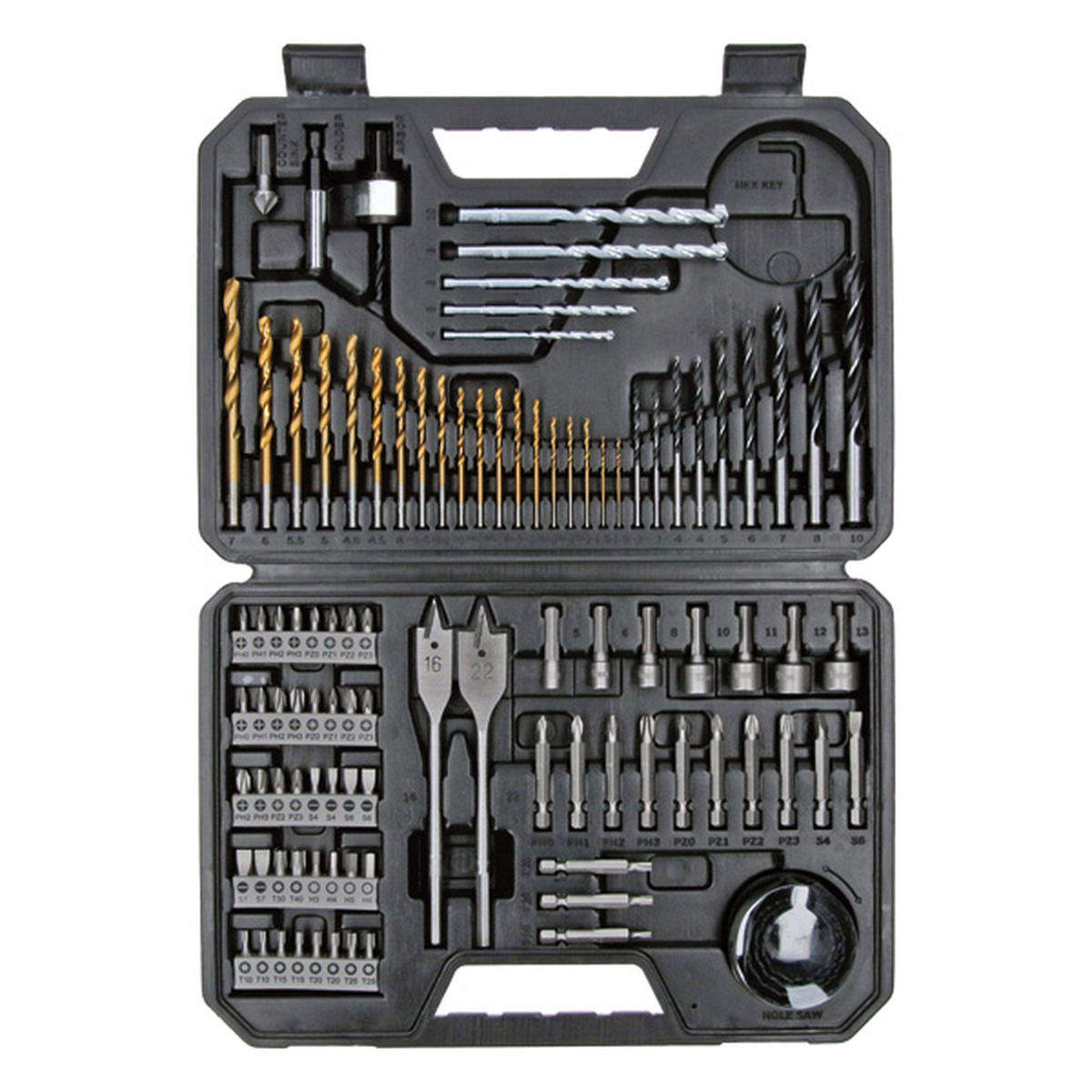 Bosch 103pc Accessory Set (a comprehensive set of drill bits, screwdriver bits, and other essential accessories for a wide range of drilling and screwdriving tasks in various materials).