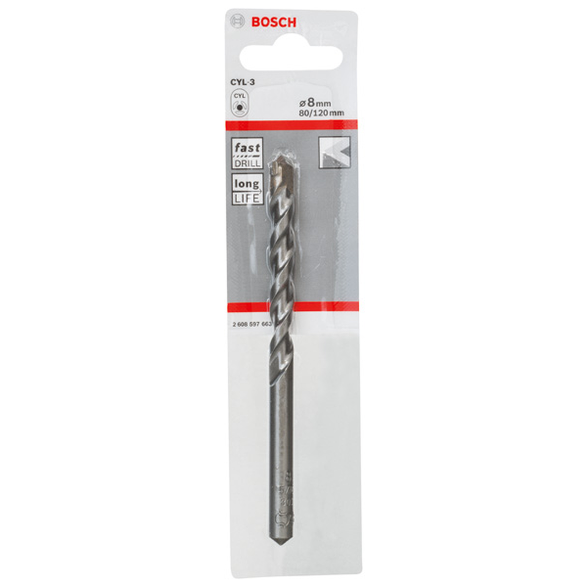 Bosch CYL-3 Carbide-Tipped Drill Bit (8x80x120mm, For concrete/masonry)