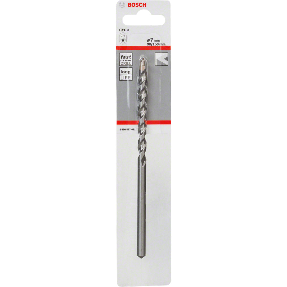 Bosch CYL-3 Concrete Drill Bit (7x90x150mm, 6.5mm shank, For concrete/masonry)