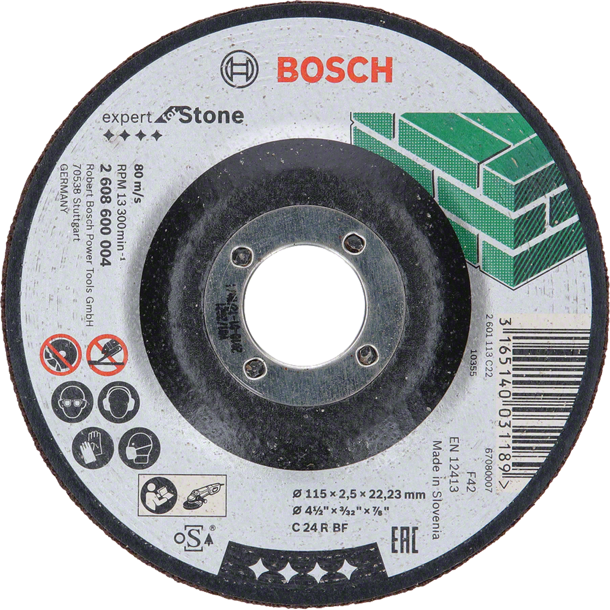 Bosch 4.5 Inch Stone Cutting Disc (Europe standard, For cutting various stone materials)