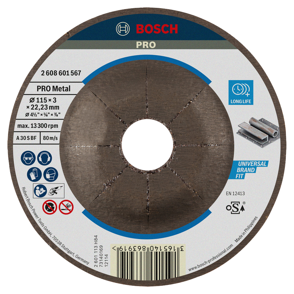 Bosch Cutting Disc Expert for Metal (115x3x22.23mm, For precise and fast metal cutting)