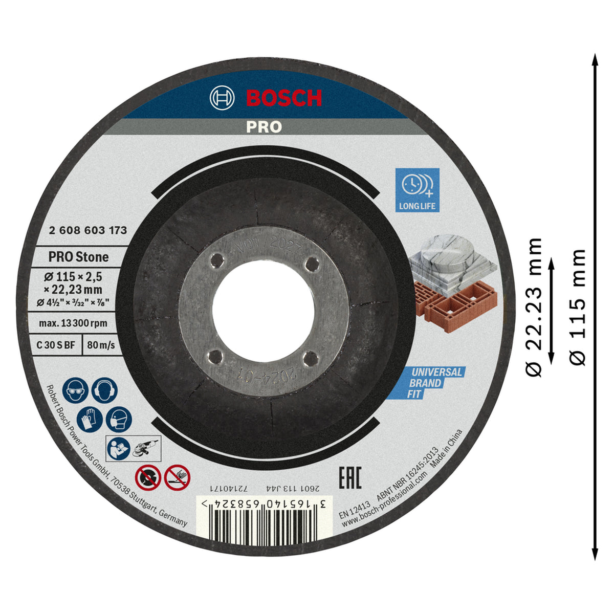 Standard for Stone cutting disc with depressed centre C 30 S BF, 115 mm, 22,23 mm, 2,5 mm