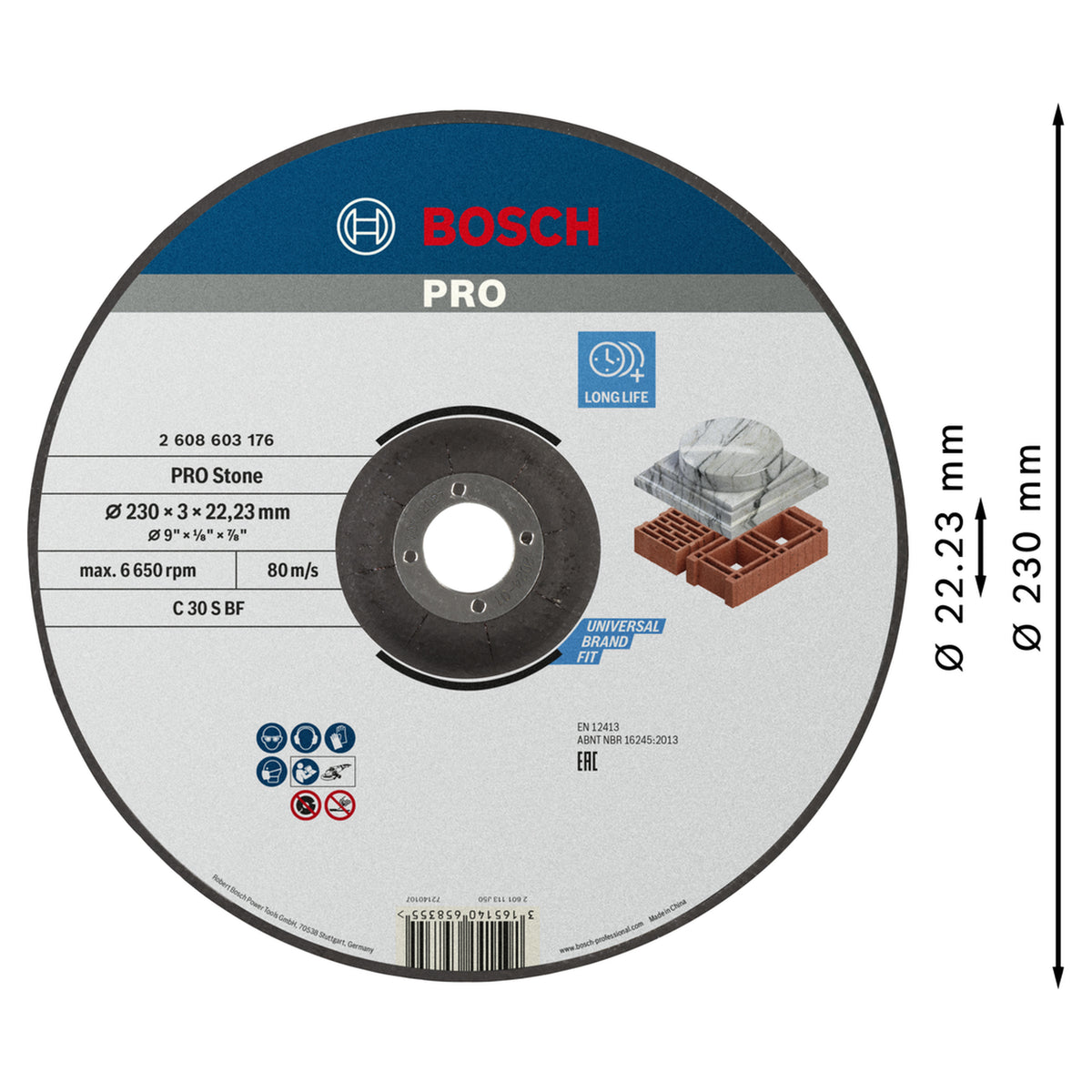Bosch Cutting Disc Standard for Stone 230x3x22.23mm
