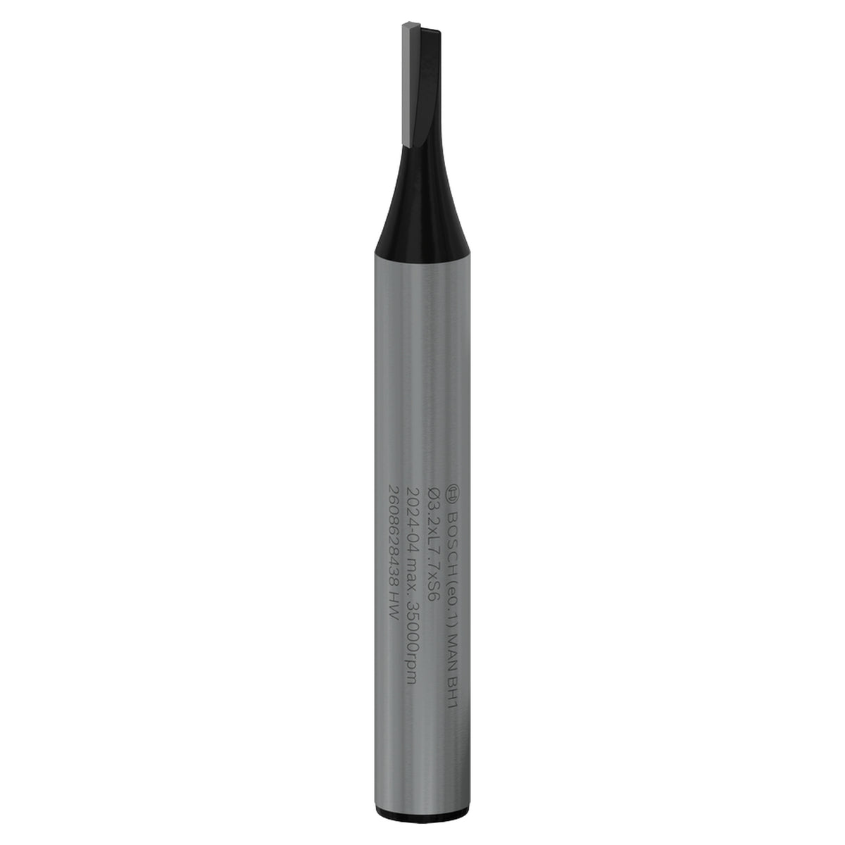 Bosch Straight Bit 6x3,2x51mm (for general purpose routing, grooving, and mortising in wood, carbide-tipped for long life and clean results), compatible with routers.