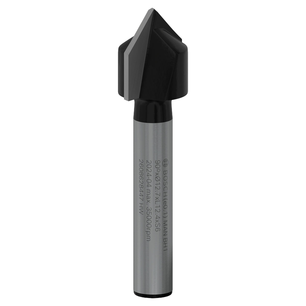 Bosch PRO Router Bit, V-Groove, 90°xØ12.7, Shank (for creating decorative V-grooves and chamfers in wood, carbide-tipped for long life and clean results), compatible with routers.