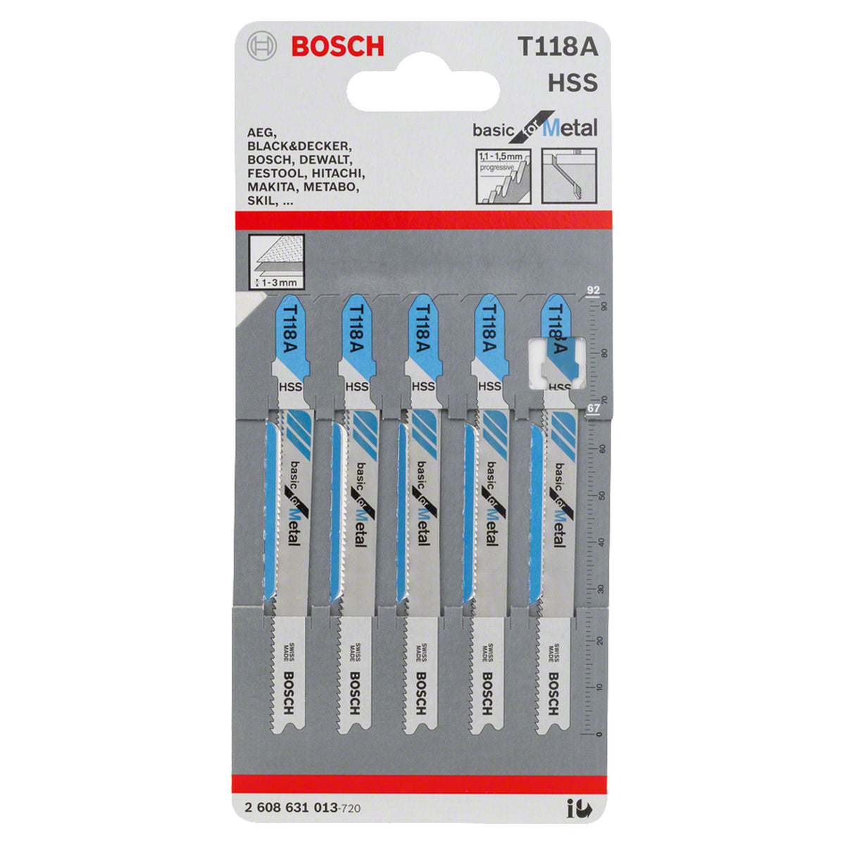 Jigsaw bladeSet T 118A Basic for Metal 92mm 5pcs