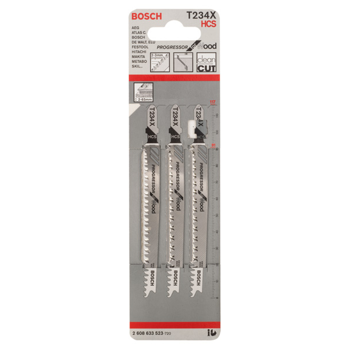 Bosch Jigsaw Blades T 234X RB Progressor for Wood (5-piece set, For progressive cutting in wood, Reverse Teeth)