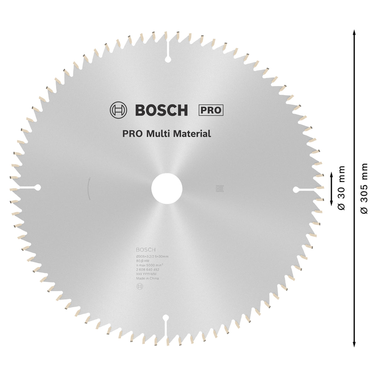 Bosch Circular Saw Blade Multi-Material Standard (B, 305x30mm, 80 teeth, For various materials)