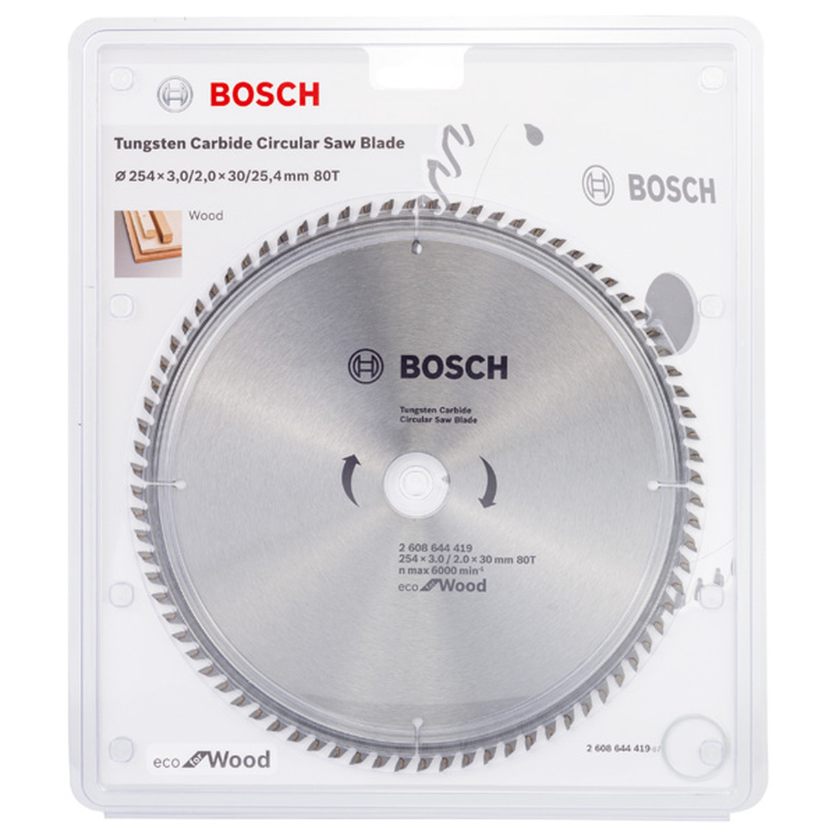 Bosch Professional Eco for Wood Circular Saw Blade 254x30-80 (Outer diameter 254mm, Bore 30mm, 80 Teeth, incl. 1x Saw blade)