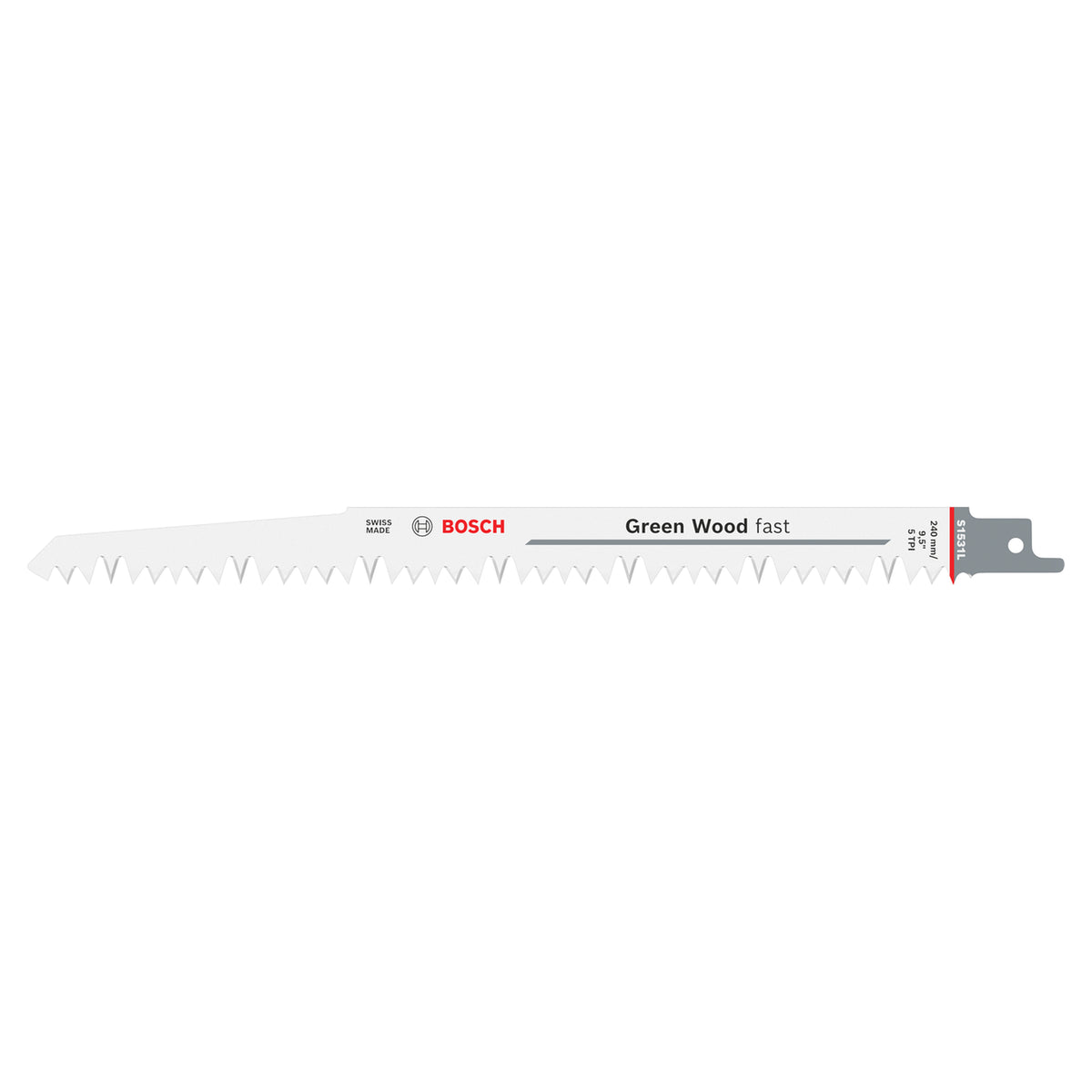 Bosch RSB Top for Wood S1531L 5pcs (a 5-pack of reciprocating saw blades for fast, clean cuts in wood, ideal for pruning and cutting firewood), compatible with reciprocating saws.