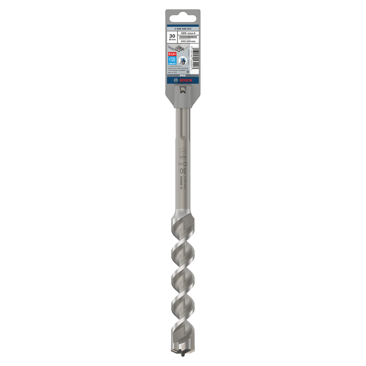 Bosch SDS Max-4 Hammer Drill Bit (30x320mm, For concrete and masonry, 4-cutter head)