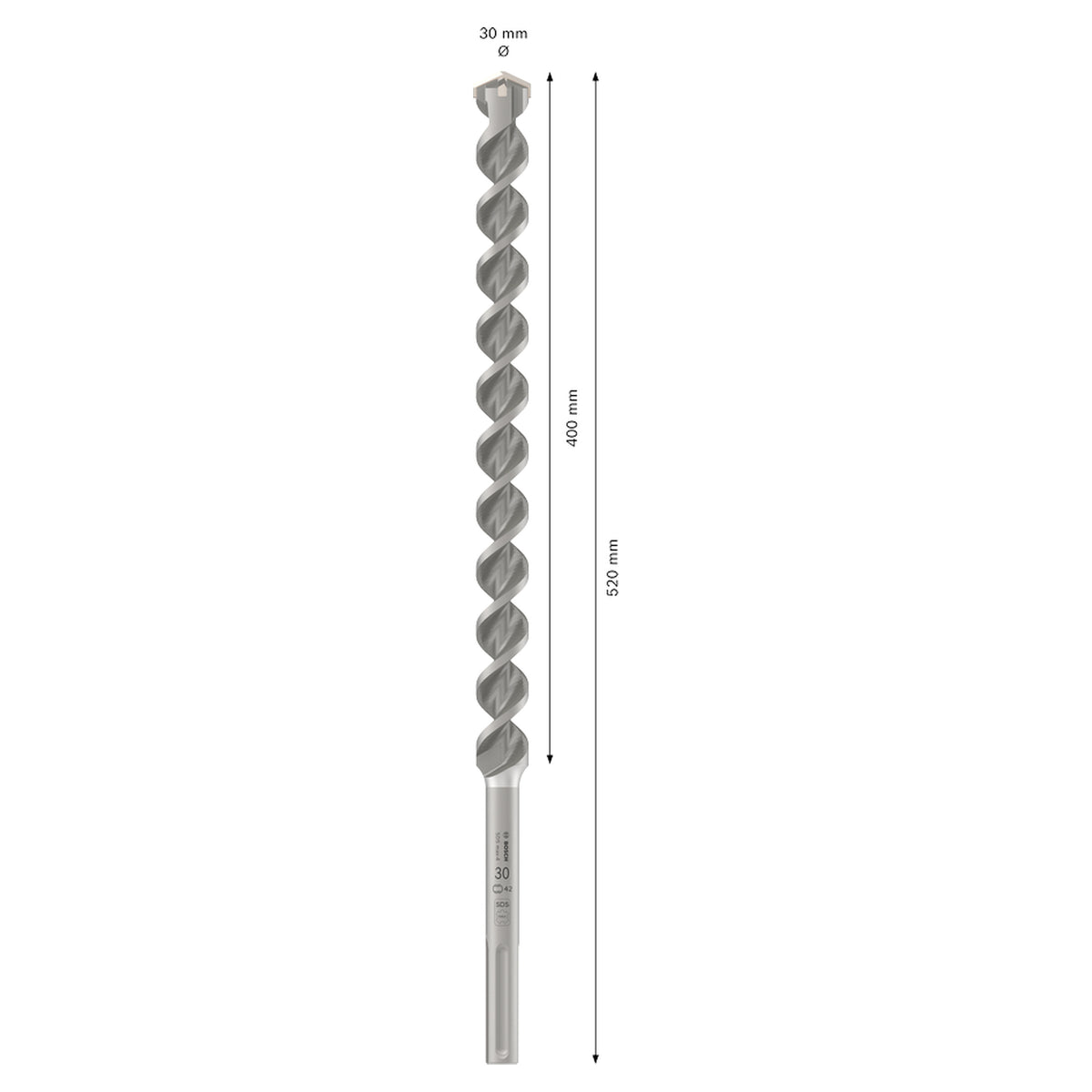 Bosch SDS Max-4 Hammer Drill Bit (30x520mm, For concrete and masonry, 4-cutter head)