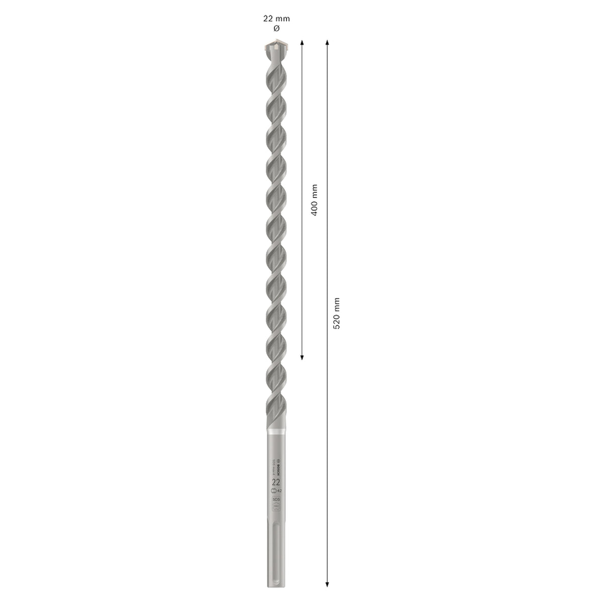 Bosch SDS max-4 Hammer Drill Bit (22x400/520mm, For concrete and masonry, 4-cutter head)