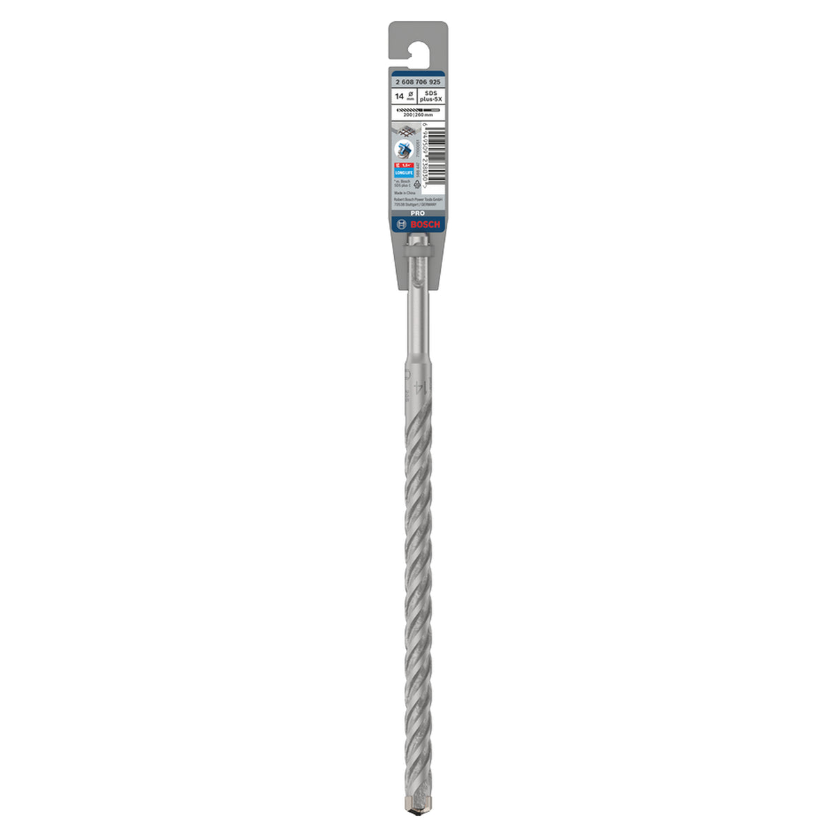 Bosch SDS-Plus-5X Hammer Drill Bit (14x200/260mm, For reinforced concrete and masonry)
