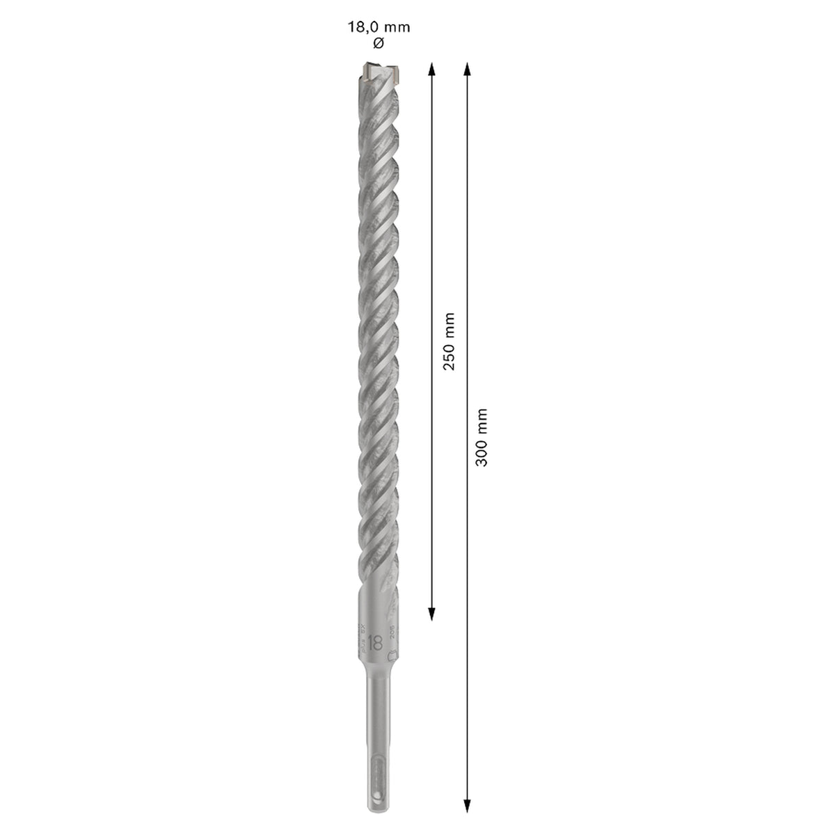 Bosch SDS-Plus-5X Hammer Drill Bit (18x250/300mm, For reinforced concrete and masonry)
