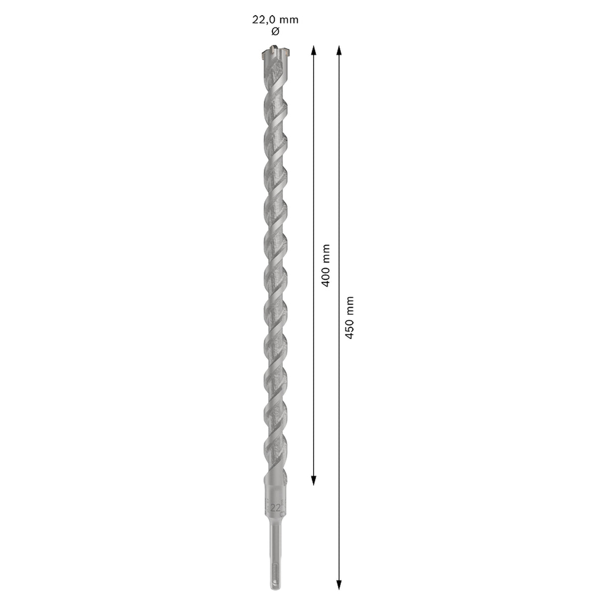 Bosch SDS-Plus-5X Hammer Drill Bit (22x400/450mm, For reinforced concrete and masonry)