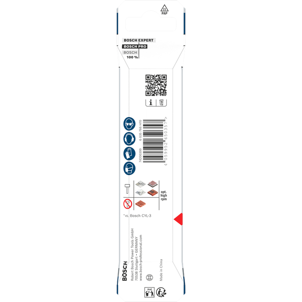 Bosch Professional PRO HEX-5 Drill Bit 6.5x50x100mm (Carbide tip, 1/4" Hex shank, for Concrete/Masonry, Impact rated, S.o.S - 1x Drill bit)