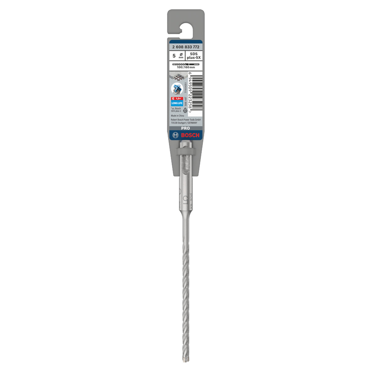 Bosch SDS-Plus-5X Hammer Drill Bit (5x100/160mm, For reinforced concrete and masonry)