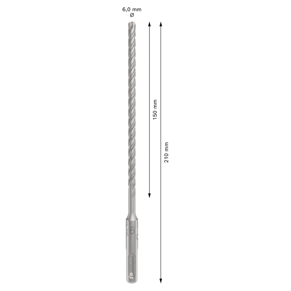 Bosch SDS-Plus-5X Hammer Drill Bit (6x150/210mm, For reinforced concrete and masonry)
