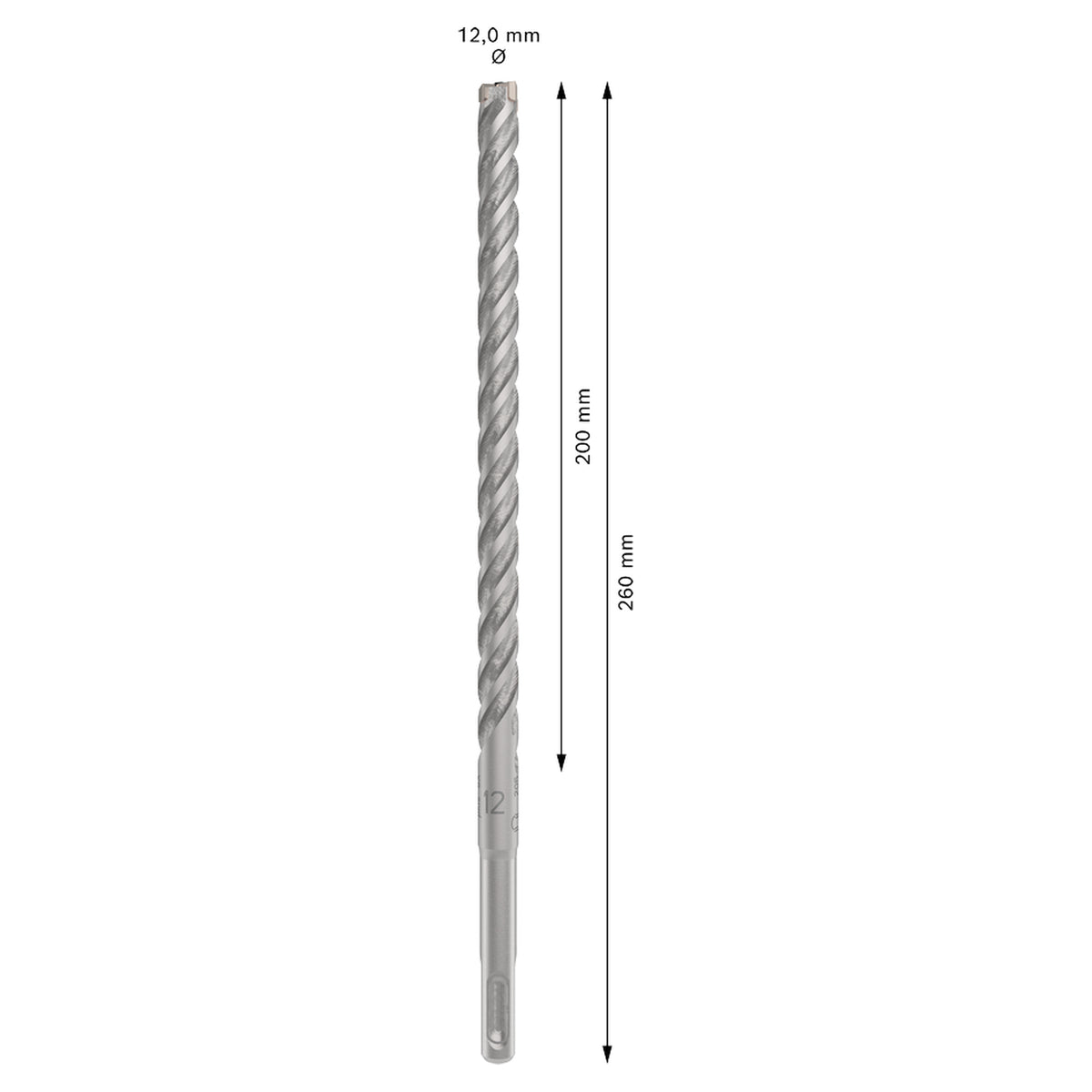 Bosch SDS-Plus-5X Hammer Drill Bit (12x200/260mm, For reinforced concrete and masonry)
