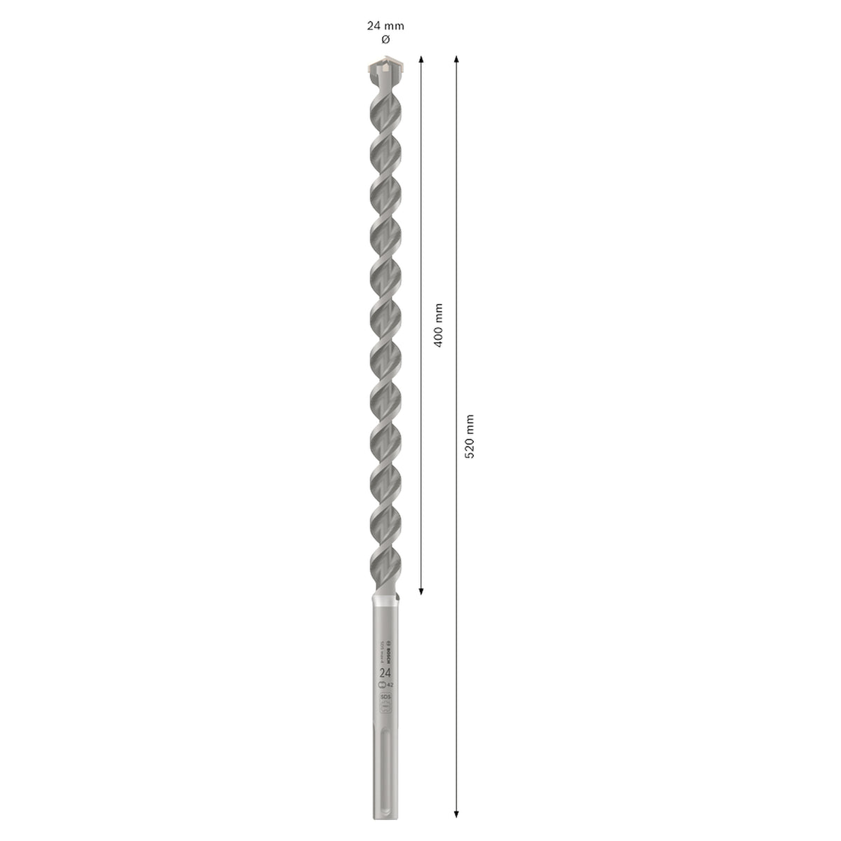Bosch SDS max-4 Hammer Drill Bit (24x520mm, For concrete and masonry, 4-cutter head)