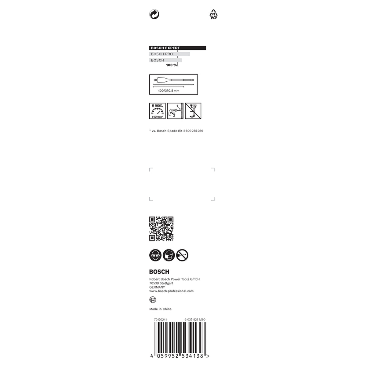 Bosch EXPERT Self Cut Speed Spade Bit (10 x 400 mm)