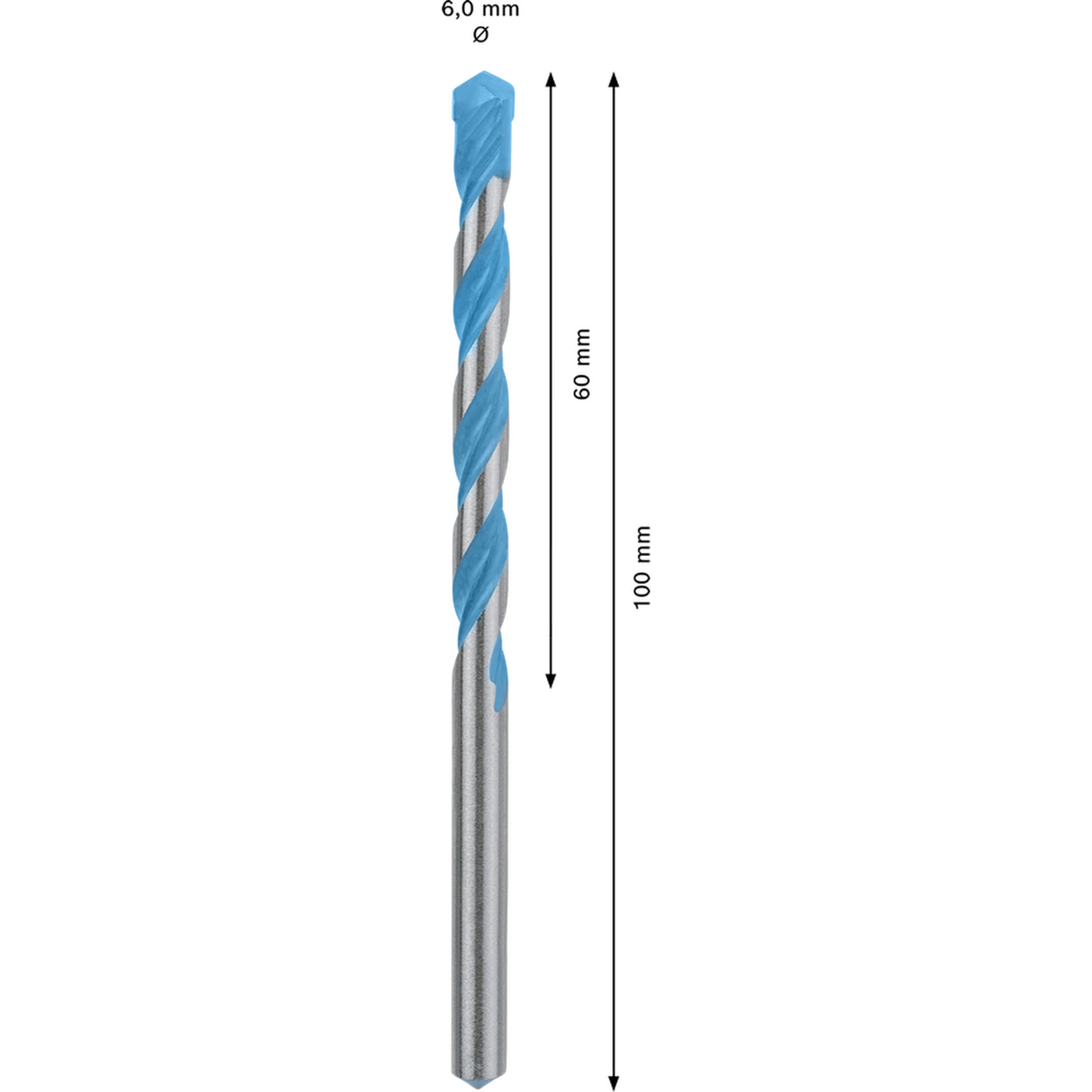 Bosch CYL-9 MultiConstruction Drill Bit (6x60x100mm, For various materials: tile, wood, metal, masonry)