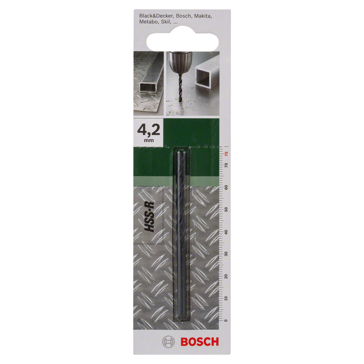 Bosch HSS-R Metal Drill Bit (4.2x43x75mm, For general drilling in metal)