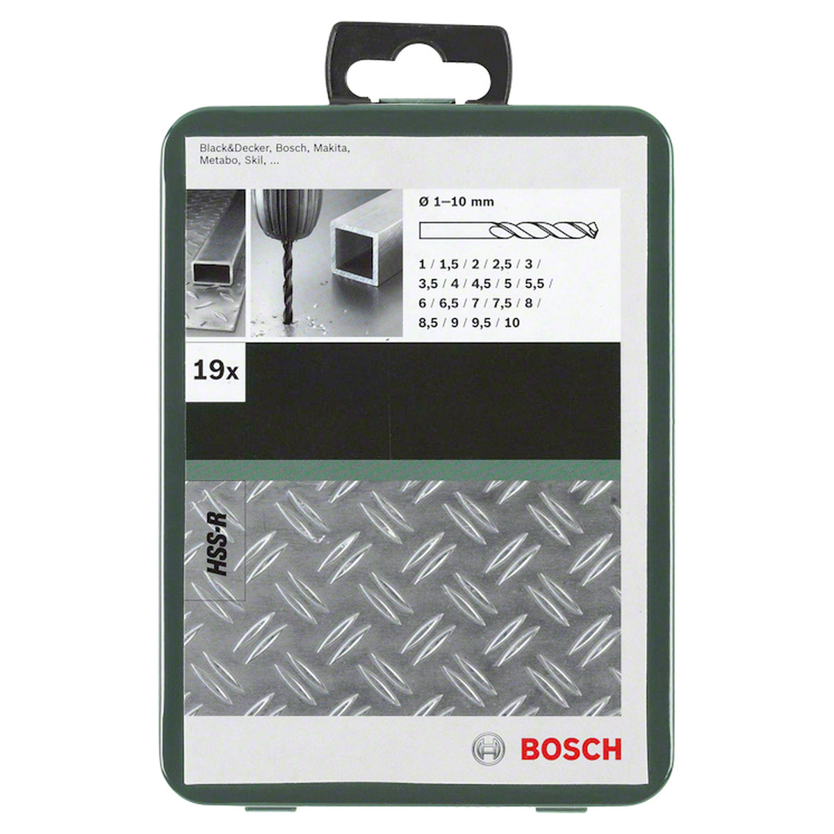 Bosch HSS-R Metal Drill Bit Set (1-10mm, 19-piece, For general drilling in metal)
