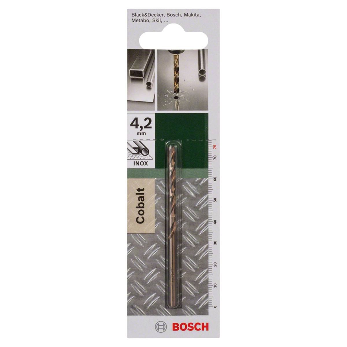 Bosch HSS-CO Metal Drill Bit (4.2x43x75mm, For drilling in tough metals like stainless steel)
