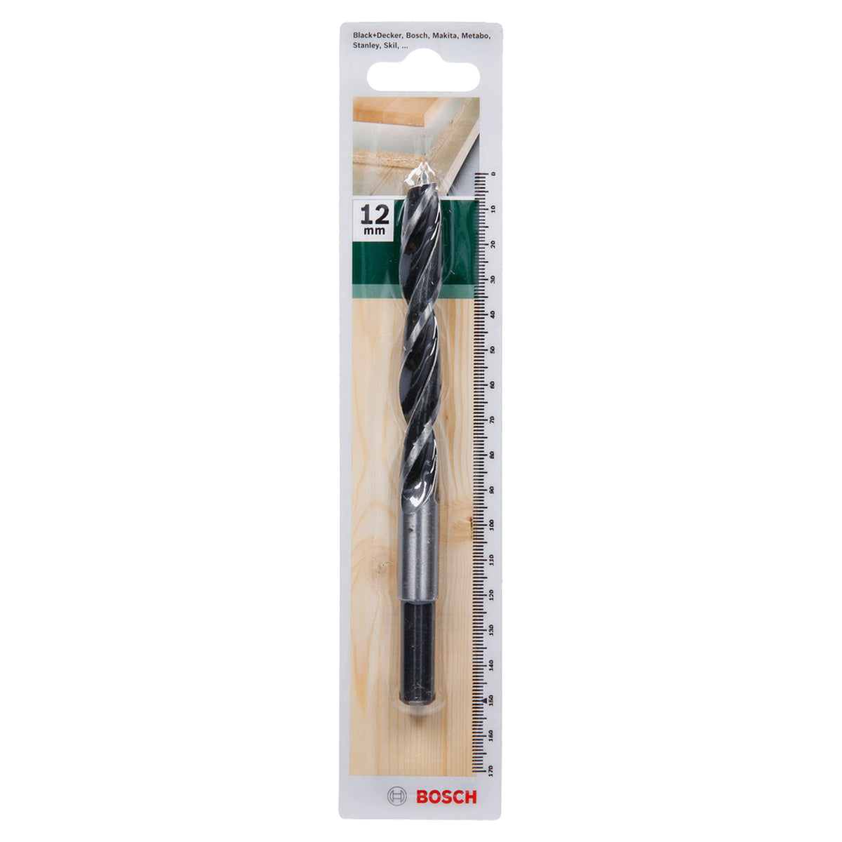 Bosch Brad Point Drill Bit 12x150mm (for precise and splinter-free drilling in softwood and hardwood, features a centring tip for accurate starts), compatible with rotary drills.